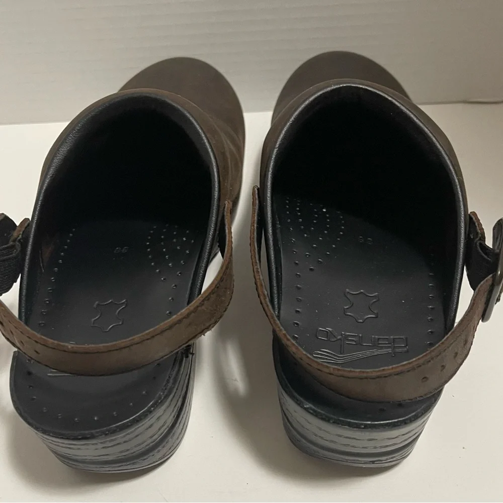 Dansko open back with straps Brown Leather Clogs size 8 - Picture 3 of 6